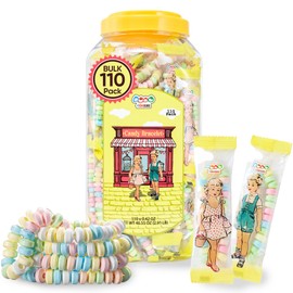 110 Candy Bracelets Individually Wrapped, Stretchable Vintage Candy Jewelry for Kids, The Perfect Pastel Addition to your Buffet, Princess-Themed Party or Goody Bags, by 4YoreElves, Pack of 110 x 0.42oz