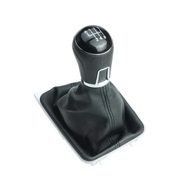 Gear Shift Lever Cuff Complete Set Compatible with Golf 7 Knob in Passat Look 6 Gears Black Stitching