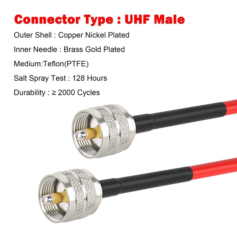 RG8X Coaxial Cable 25ft,CB Coax Cable,UHF PL259 Male to Male