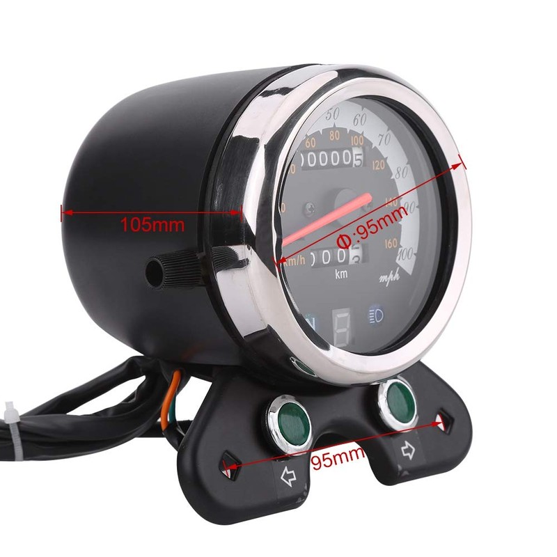 KIMISS Motorcycle Dual Odometer, Universal Speedometer, 12V Metal Plastic Hytrack