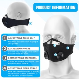 Chicingyou 20 Pack Anti Pollution Face Mask Reusable Respirator Dust Face Mouth Mask with Activated Carbon Filters Outdoor Activities Facial Cover for Smoke Exhaust Gas Dust Pollen (Black)