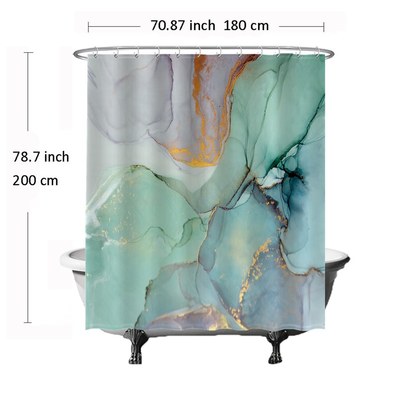 Ulticool Shower Curtain - Marble Green Blue Watercolour - 180