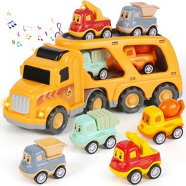 Weinsamkeit Car Toy Children, Truck Toy with Light and Music, 5 in 1 Car Transporter Toy Indoor and Outdoor Children's Toy from 3 4 5 Years Boy, Toy Cars Gift Boy 3 4 5 Years