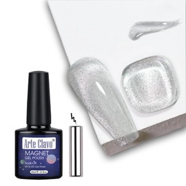 Arte Clavo 10ml Cat Eye Gel Nail Polish Soak Off U V LED Nail Lamp 1 Color Silver Shimmer Velvet Gel Nail Polish Valentine's Day Gift Nail Art Manicure Salon DIY Home 6014…