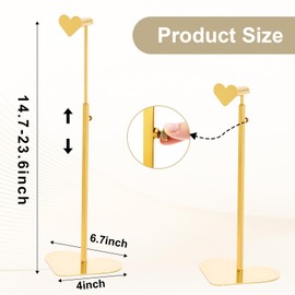 Purse Display Stand, 2 Pack Heart-shape Display Rack Stainless Steel Handbag Purse Holder Gold Hanging Hook Stands Adjustable Height Table Ornament Jewelry Towers for Home Store Boutique Counter