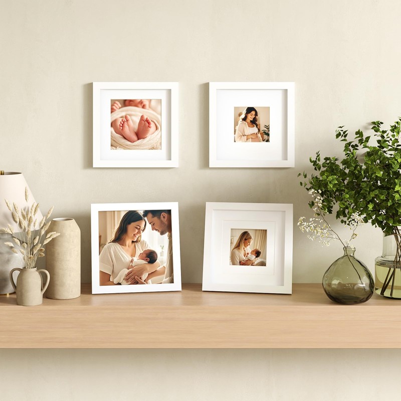 Egofine 8x8 Picture Frames 4 PCS - Made of Solid