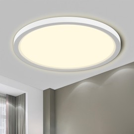 LQWELL® LED Ceiling Light, IP44 Waterproof Bathroom Lamp, Round, Flat, 18 W, 4000 K, 1600 LM, Modern Simple Thin Lamp for Living Room, Bathroom, Bedroom, Kitchen, Balcony, Cellar Office, 220 x 24 mm