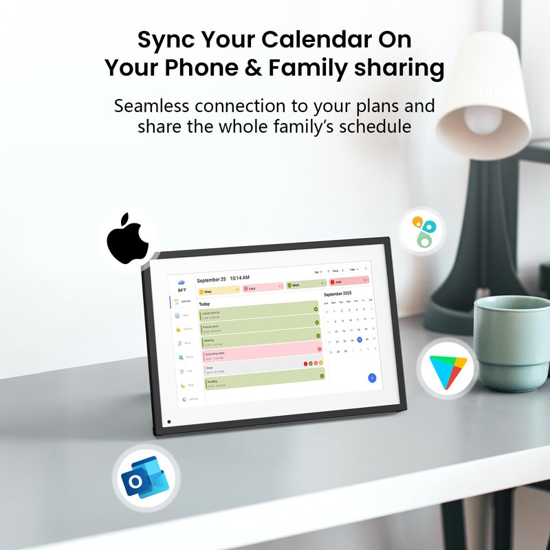 10.1" Digital Calendar, Person & Family Schedule Planning 1280P Full