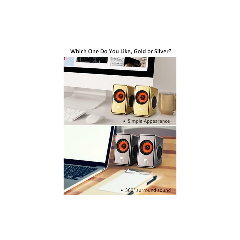 OROW PC Speakers, Mini Computer Speaker for PC with Bass