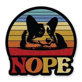 Nope Corgi Sticker - 3" Laptop Sticker - Waterproof Vinyl for Car, Phone, Water Bottle - Dog Lover Funny Corgi Decal