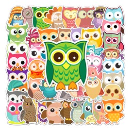 Pack of 50 Owl Stickers Pack Owl Sticker Set Waterproof Vinyl Stickers for Laptop Children Cars Motorcycle Bicycle Skateboard Luggage Suitcase Computer Sticker Graffiti Decal
