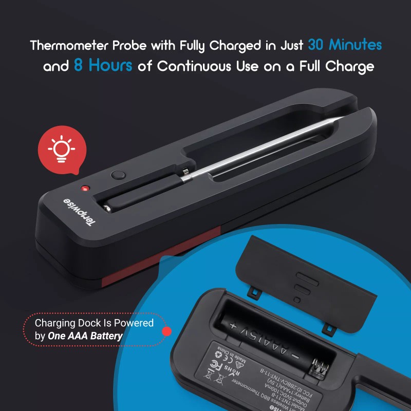 Tempwise Bluetooth Smoker Meat Thermometer Truly Wireless BBQ Thermometer 0~85℃/32℉~185℉