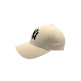 New York Baseball Cap Hat for Men and Women, Adjustable Pure Cotton, Buckle Up, One Size Fitted All, Black & White Embroidery NY| Cream Cap