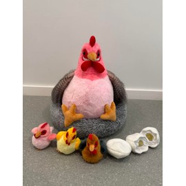 MorisMos Chicken Teddy with Babies inside, Egg Laying Hen Stuffed Animal Plush Toys Cuddly, Kawaii Chicks Soft Toy Presents for Kids Girls Christmas Birthday Easter Party Supplies