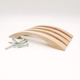 JOWE Set of 4 furniture handles made of untreated oak, including screws, wooden drawer handle, length 17.5 cm, drilling distance 12.8 cm