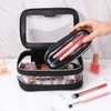 Travel Clear Makeup Bag with Makeup Brush Bag, Black Waterproof