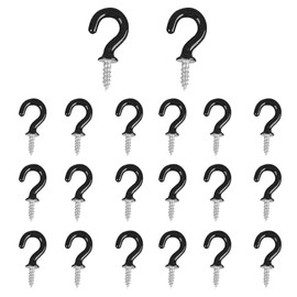 20 Pcs Screw in Hooks, Black Cup Hooks, Screw Hooks for Wood Hanging Plants Home Organization,1"