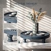 Beaded Wood Riser: Round Display Stand for Rustic Room Decor,