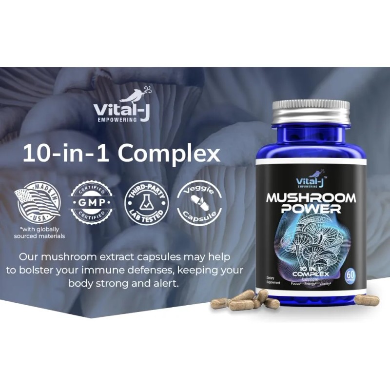 Complejo De Hongos 10-en-1 60 Cápsulas - Vital-j