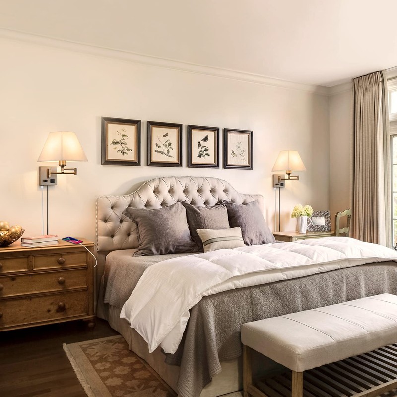 Plug in Wall Light,Swing Arm Wall Sconces with USB Port