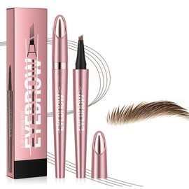 2025 Magic Eyebrow Pencil, 3D Microblading, with 4 Fork Tips, Waterproof Eyebrow Pencil, Long-Lasting Magic Brow Pencil, Effortlessly Creates Natural Looking Brows (Light Brown)