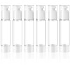 ZDNT Pack of 6 50 ml Airless Pump Dispenser, Cream Dispenser, Pump Bottle, Empty, Refillable Vacuum Cosmetic Container, Vacuum Travel Bottles for Filling with Sticker, Spatula for Travel Lotions