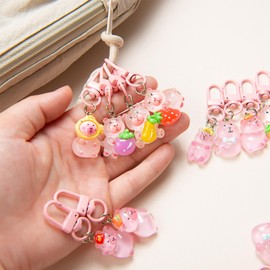 mkookm 20PCS Capybara Keychains Set - Capybara Party Favors Set for Kids & Adults, DIY Cute Animal Bag Charms, Birthday Goodie Bag Gifts (Pink)