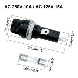 Neowah 4 Pack 5x20mm Fuse Holder, 10A/15A Panel Mounted Fuse Socket, 250V/125V Chassis Mount Screw Off Cap Glass Fuse Tube Holder with 4 Pcs Glass Tube Fuse(5A)