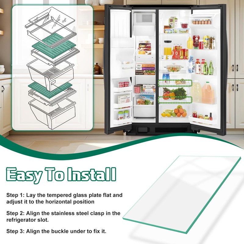 Upgraded W10864399 Refrigerator Glass Shelf Replacement Compatible with Whirlpool, Kenmore