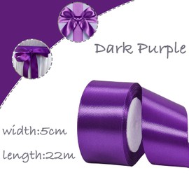 23 Metres Satin Ribbon, Dark Purple, Thick Purple, 5 cm, Decoration Gift Ribbon, Ribbon, Fabric Ribbon for Dress, Wedding, Christening and Birthday Gifts, Satin Decorative Ribbon, Decorative Gift