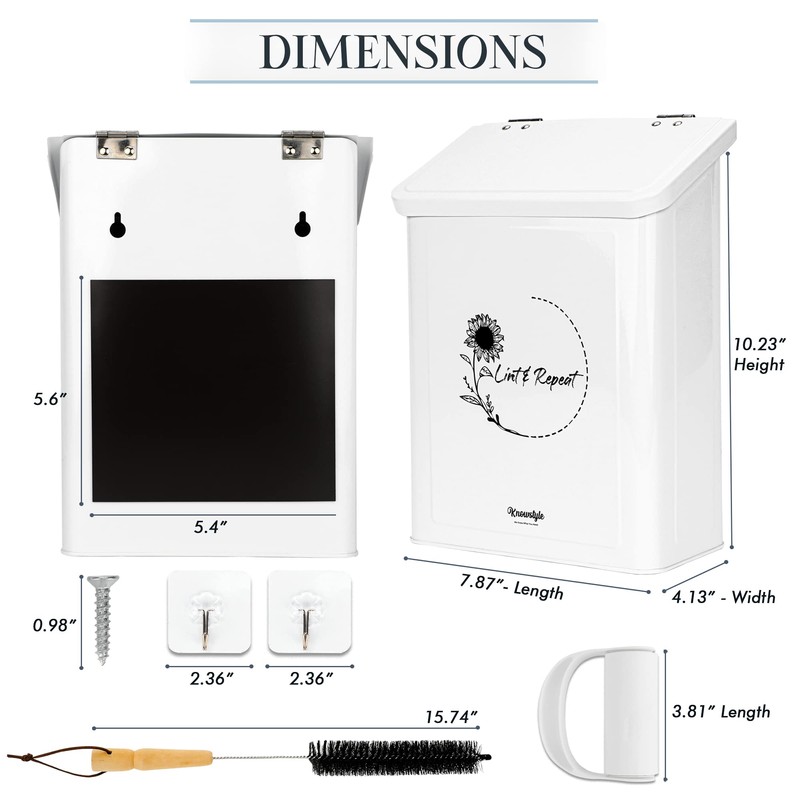 KNOWSTYLE Knowstyle Metal Magnetic Lint Bin for Laundry Room Decor