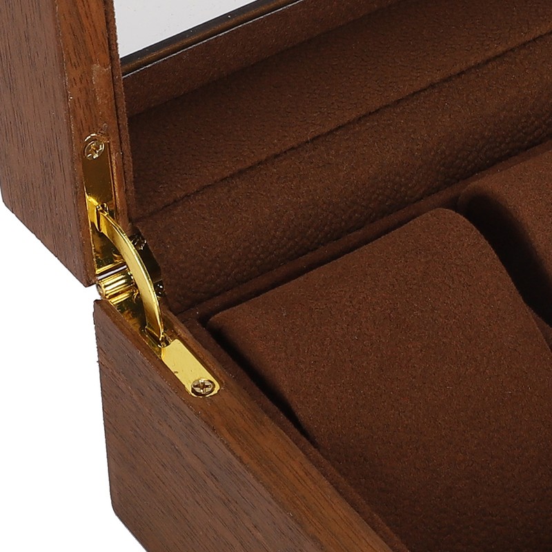 Wooden Watch Case 2 Slot Clamshell Watch Storage Box Organizer