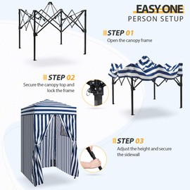 EAGLE PEAK Flex Ultra Compact 4’x4’ Pop-up Changing Room Canopy, Portable Privacy Cabana for Pool, Fashion Photoshoots, or Camping (White/Blue)
