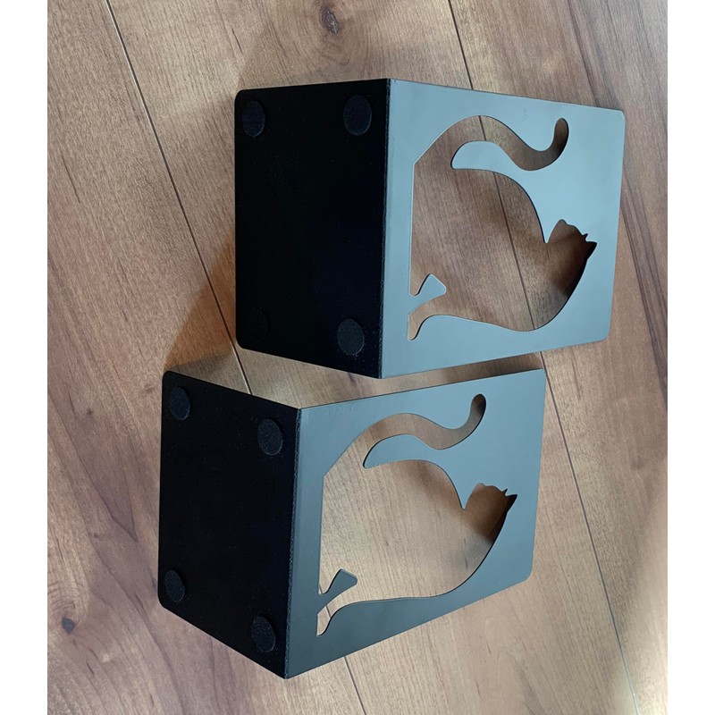 Kaenarie Bookends Iron Cutlery Cat Design Book Stand (Cat)