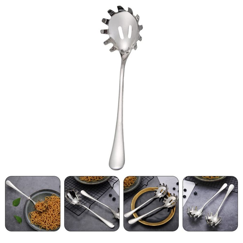 Pasta Fork Spoon Slotted Spaghetti Sever Strainer Stainless Steel Claw