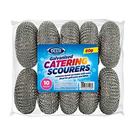 10 Heavy Duty Catering Galvanised Steel Scourers 60g Cleaning & Hygiene Washing
