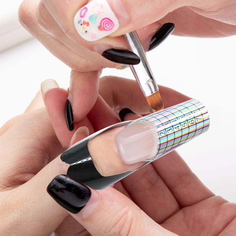 yueton 200PCS Square Nail Forms Creative Mermaid Pattern Nail Forms