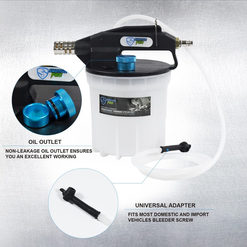 SMOTIVEPRO Pneumatic 2L Vacuum Brake Bleeder Fluid Extractor Pump Kit,Hands-Free
