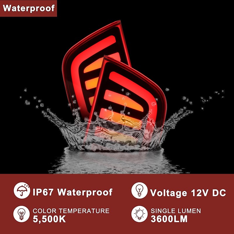 BINQIGOO Red Housing Full LED Rear Reflector Fog DRL Kit