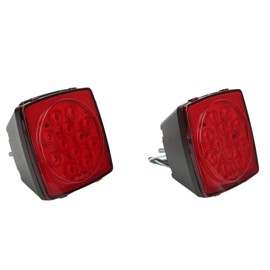 Pair LED Square Lights 12V Trailer Tail Brake Lamp High Brightness for Campers Boats Snowmobiles