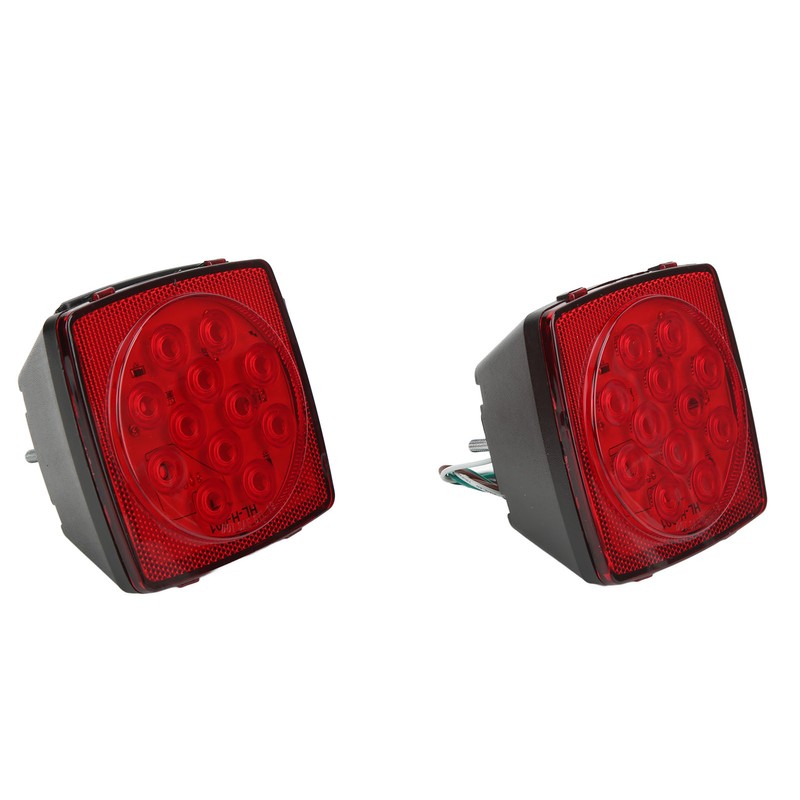 Pair LED Square Lights 12V Trailer Tail Brake Lamp High