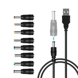 BIGTEDDY 8Tips USB to 5.5 mm/2.1 mm 5 Volt DC Barrel Jack Plug Charging 1M Power Cord for Smartphones, Speakers, IP-Cameras, Small Appliances & More