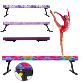 Peakpath 6FT Adjustable&Foldable Gymnastics Balance Beam,Home Gym Equipment,Easy Assembling and Storage,No Tool Require,for Kids Children Girls Training Ages 3-12 (Candy Pink)