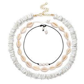 JYM JEWELRY Puka Shell chokers Necklaces Bohemian White Conch Clam Chips Necklace Summer Hawaii Beach Statement Unisex Vintage Jewelry for Women Men