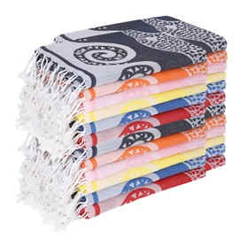 Organix 100% Cotton Turkish Fouta Beach Towel, 24 Pack, 28"x60", Sand Free Quick Dry Swim Towel, Extra Large Light Travel Towel for Adults, Soft Durable Absorbent - Multicolor