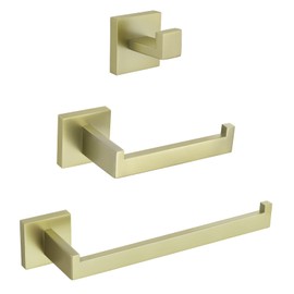 TURS 3-Piece Bathroom Hardware Set Brushed Gold SUS304 Stainless Steel Gold Hand Towel Holder Toilet Paper Holder Towel Hook Wall Mounted.