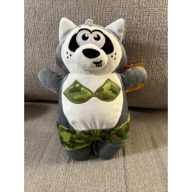 Leaps & Bounds Raccoon Squeaker Dog Pet Chew 10" Toy Camouflage Swimsuit