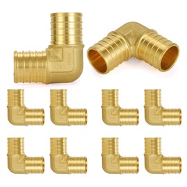 GUOFIS 10 Pack Pex Fittings 1 Inch Elbow,Brass 90 Degree Elbows,Resists Corrosion PEX Pipe Tubing Plumbing Jobs Fitting