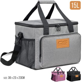 Insulated Portable Food Cooler Picnic Bag Large Capacity Waterproof Material, Lightweight Easy to Carry & Clean for Camping, BBQ, Travel Outdoor Activities (Size: 15 Liter, Grey)