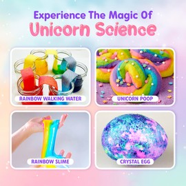 Playz Fluffy Slime & Crystals Science Kit Gift for Girls & Boys with 50+ STEM Experiments to Make Glow in The Dark Unicorn Poop, Snot, Putty, Arts & Crafts for Kids Age 8-12